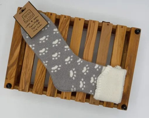Cosy Socks - Grey Paw Print