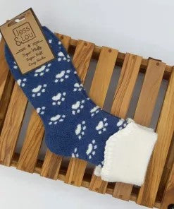 Cosy Socks - Blue Paw Print