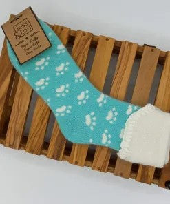 Cosy Socks - Turquoise Paw Print