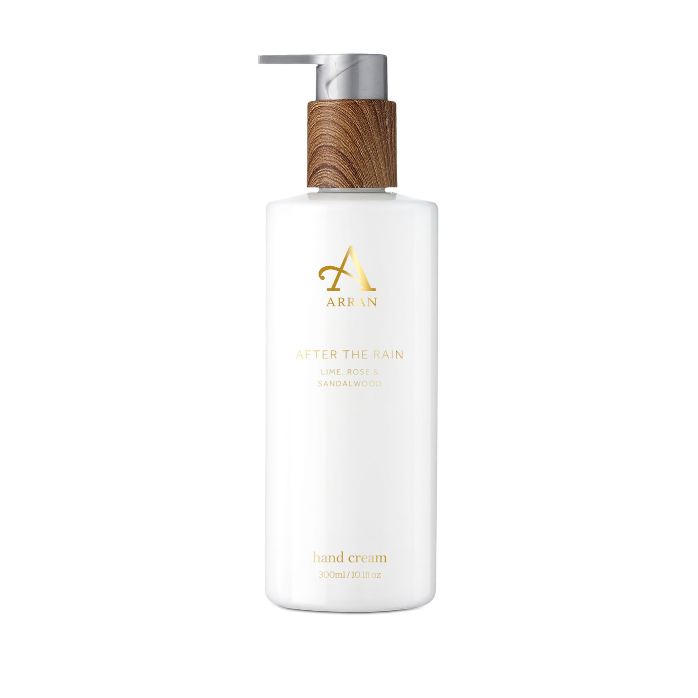 a 300ml pump bottle of thick and luxurious After the Rain hand cream from Arran Sense of Scotland